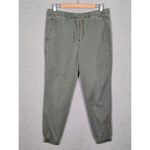 Gap Men's Stretch Cotton Woven Joggers Pants Olive Green Pockets Small